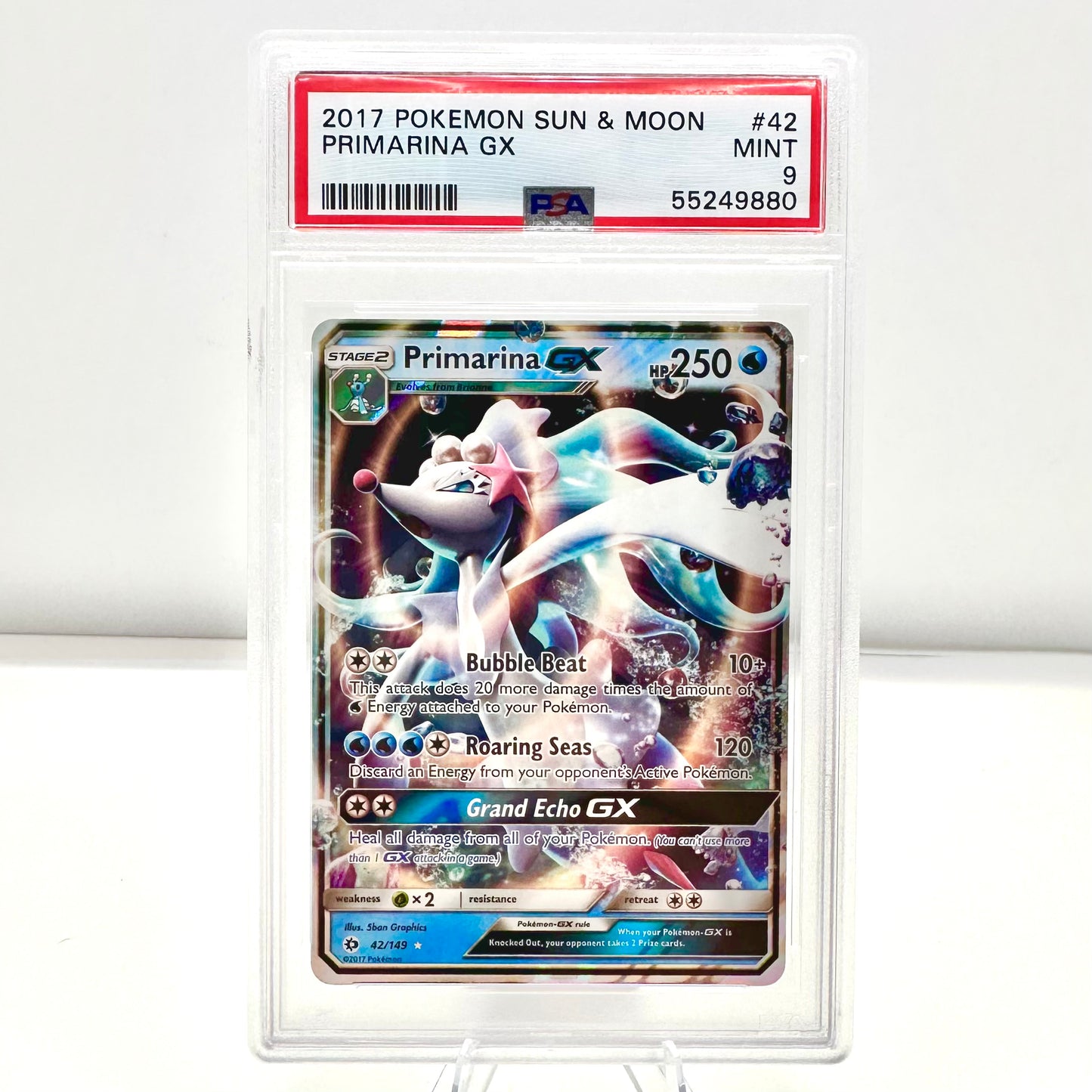 2017 Pokemon Sun & Moon Primarina GX #42 PSA Mint 9