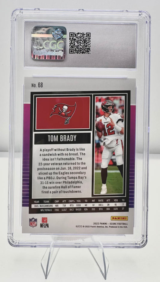 2022 Score Gold Zone 45/50 Tom Brady #68 CGC Mint+ 9.5